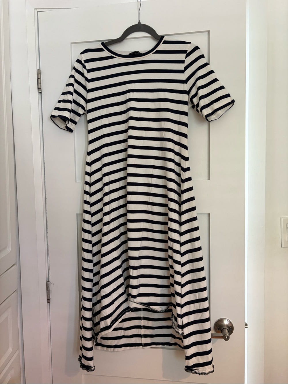 Striped Short-Sleeve Midi Dress